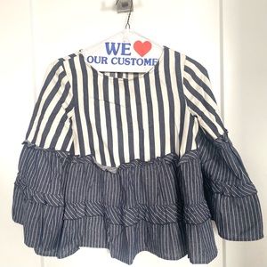 Anthropologie Blue and white striped blouse